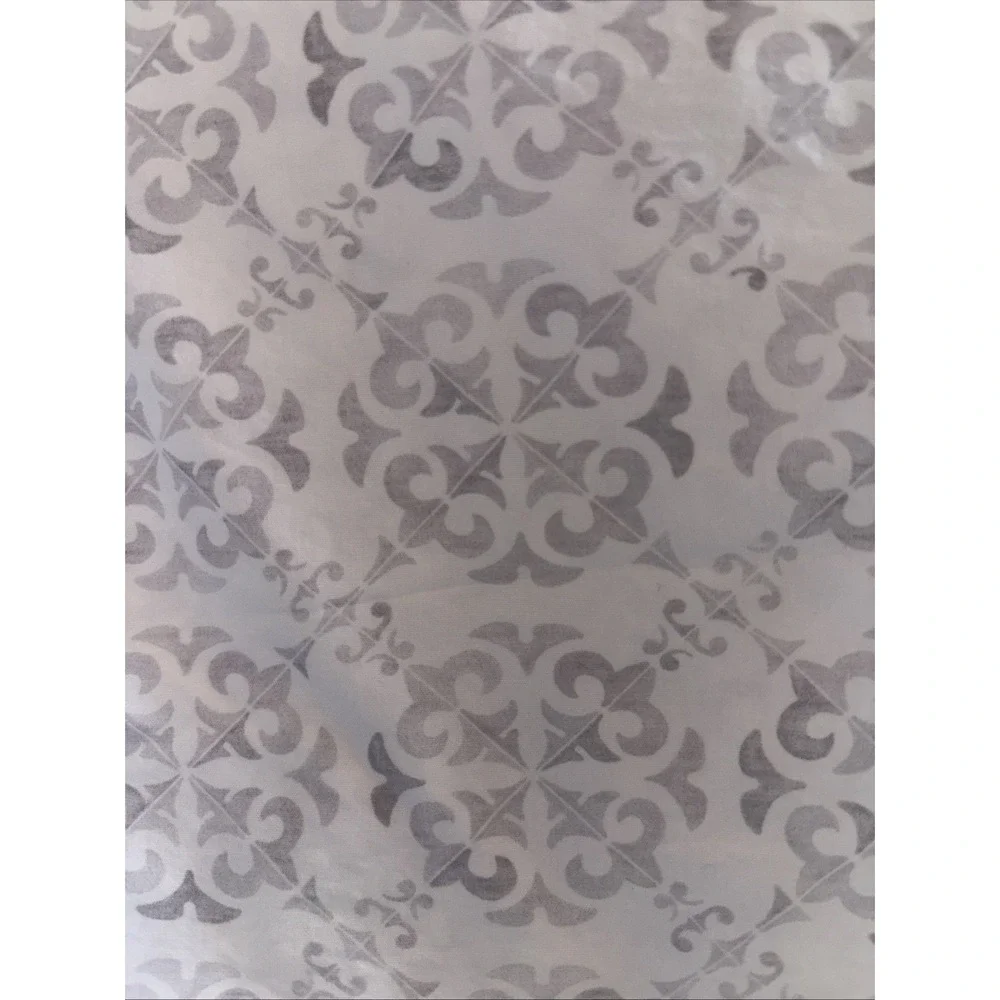 Serena & Lily Classic Ring KING Flat  Sheet‎ Gray White Geometric 100% Cotton.